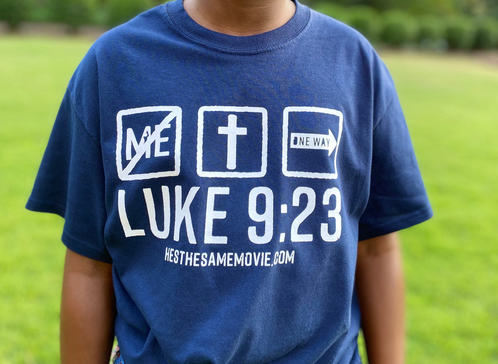 Luke 9:23 Blue Shirt